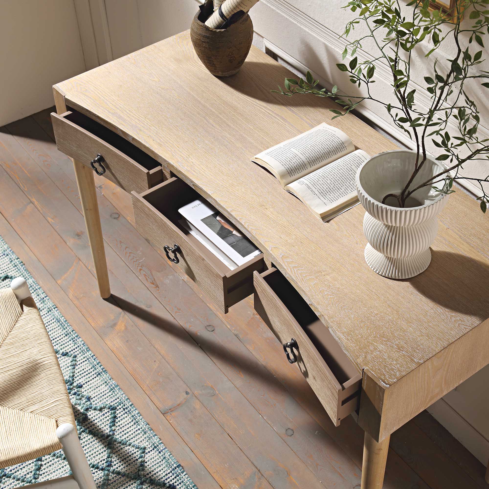 Thalia Concave Dressing Table, Natural