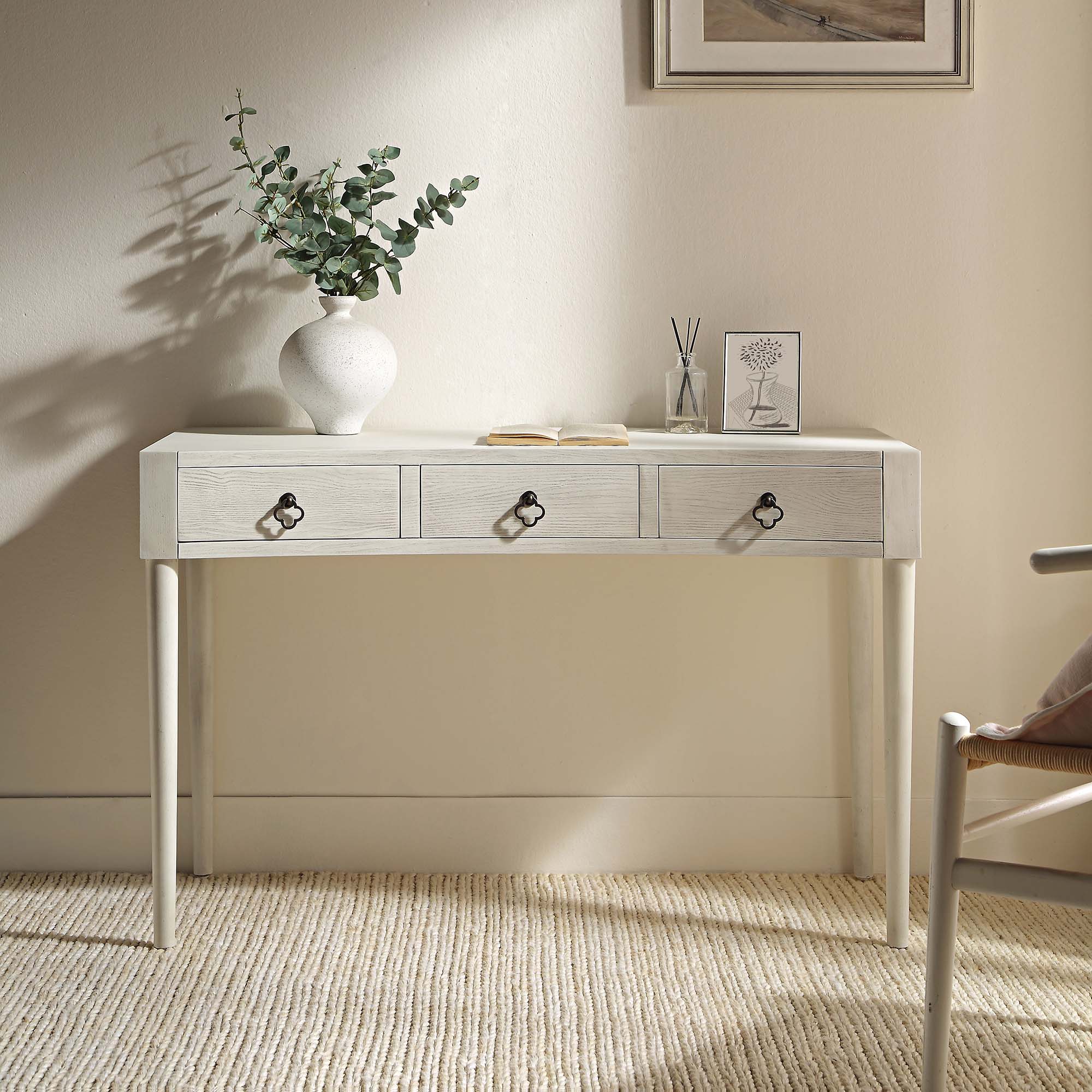 Thalia Concave Dressing Table, Washed White