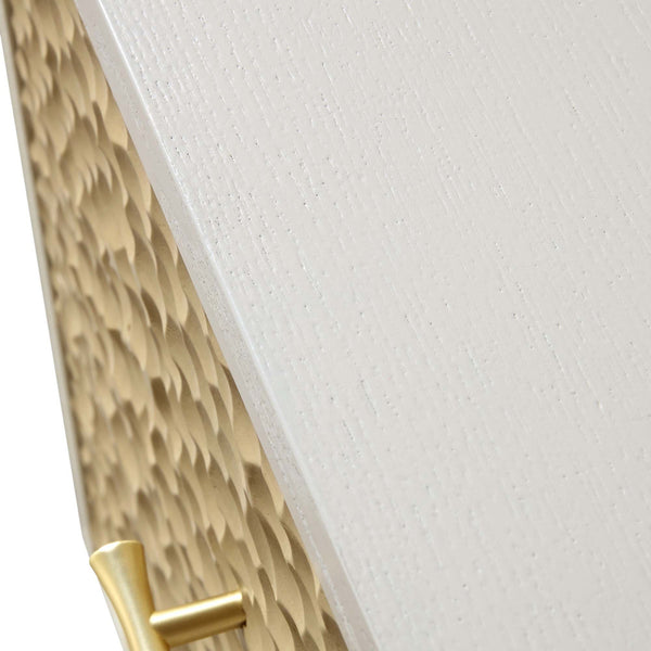 Bianca Chip Carved Bedside Table, Sand Beige & Ivory