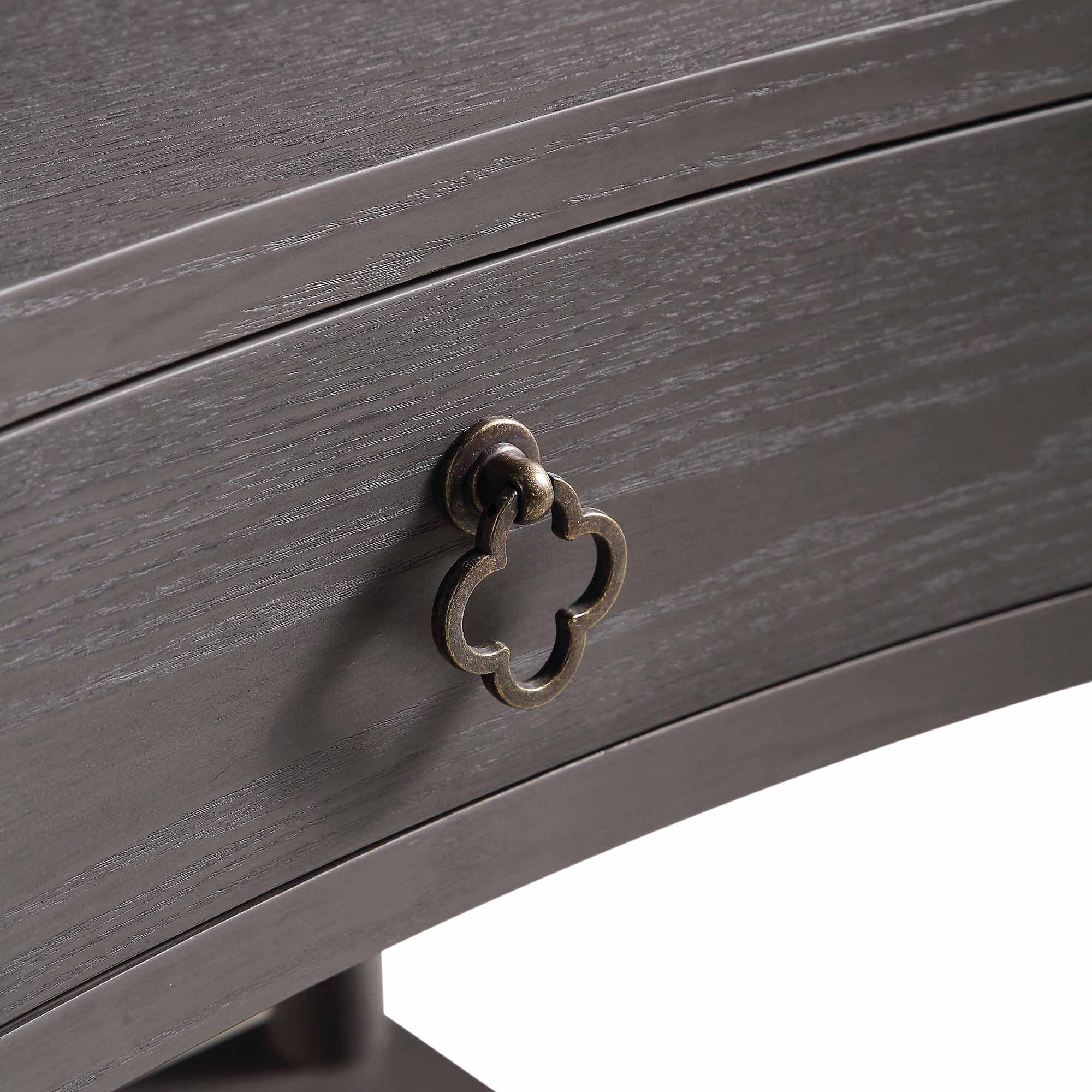 Thalia Concave 1 Drawer Bedside Table, Silver Oak