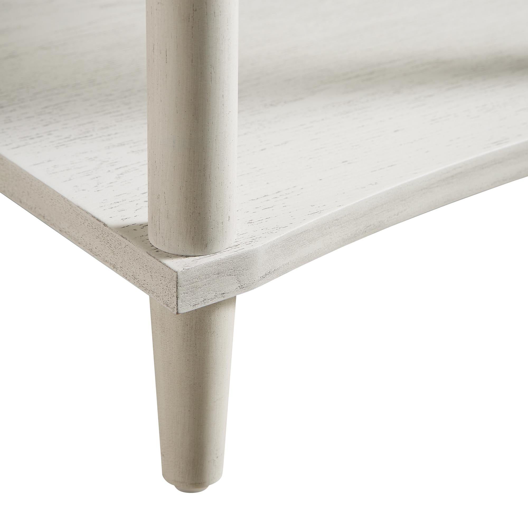 Thalia Concave 1 Drawer Bedside Table, Washed White