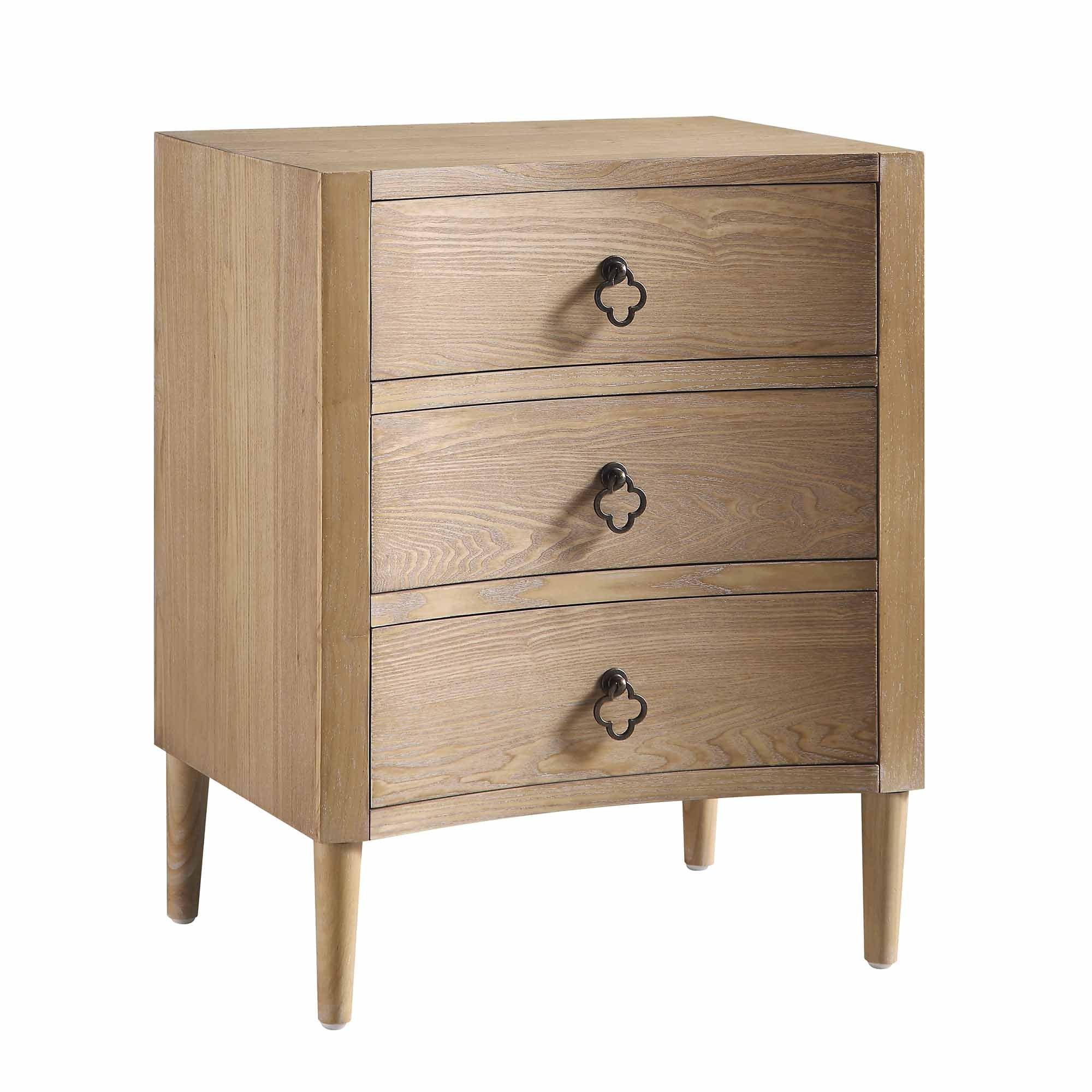 Thalia Concave 3 Drawer Bedside Table, Natural