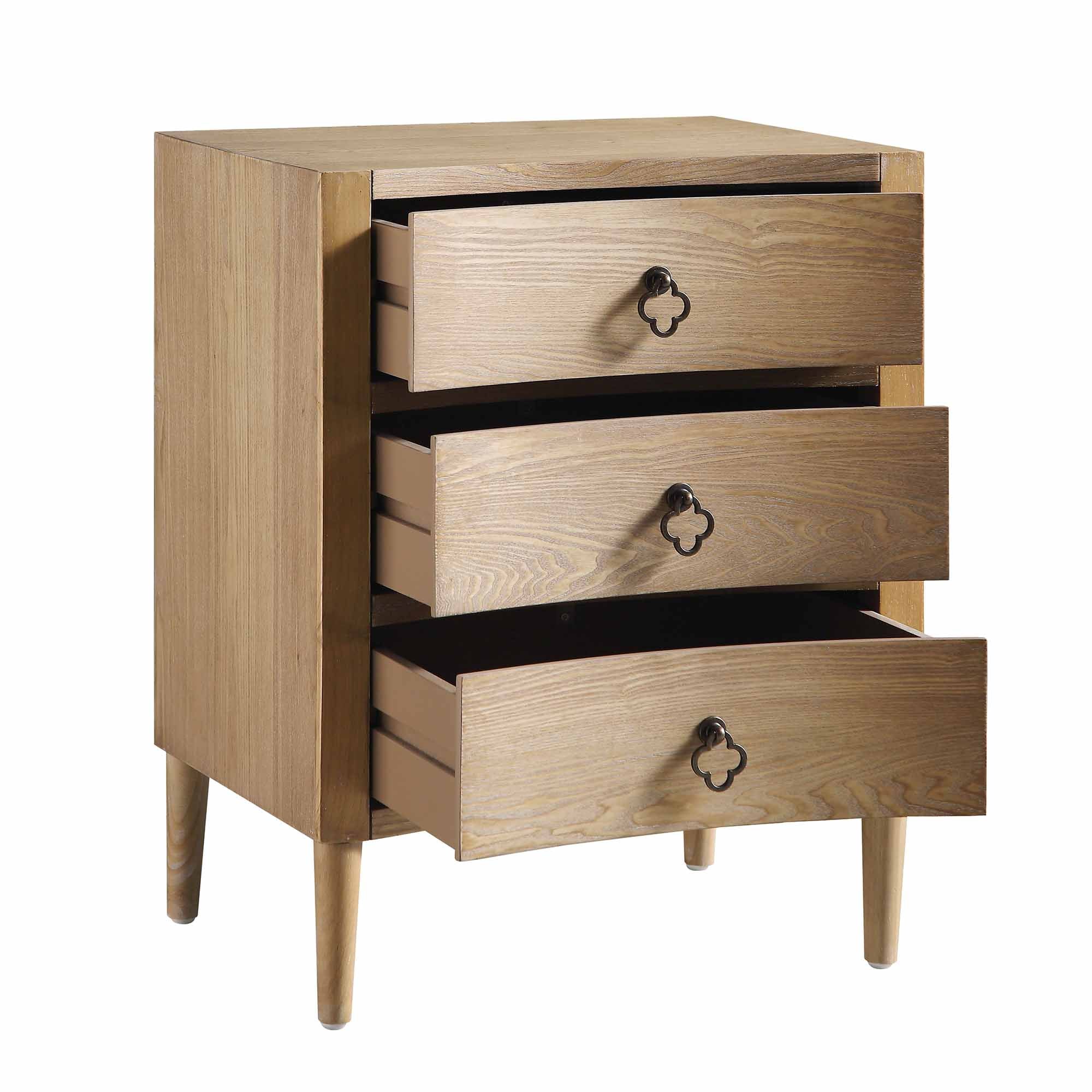 Thalia Concave 3 Drawer Bedside Table, Natural