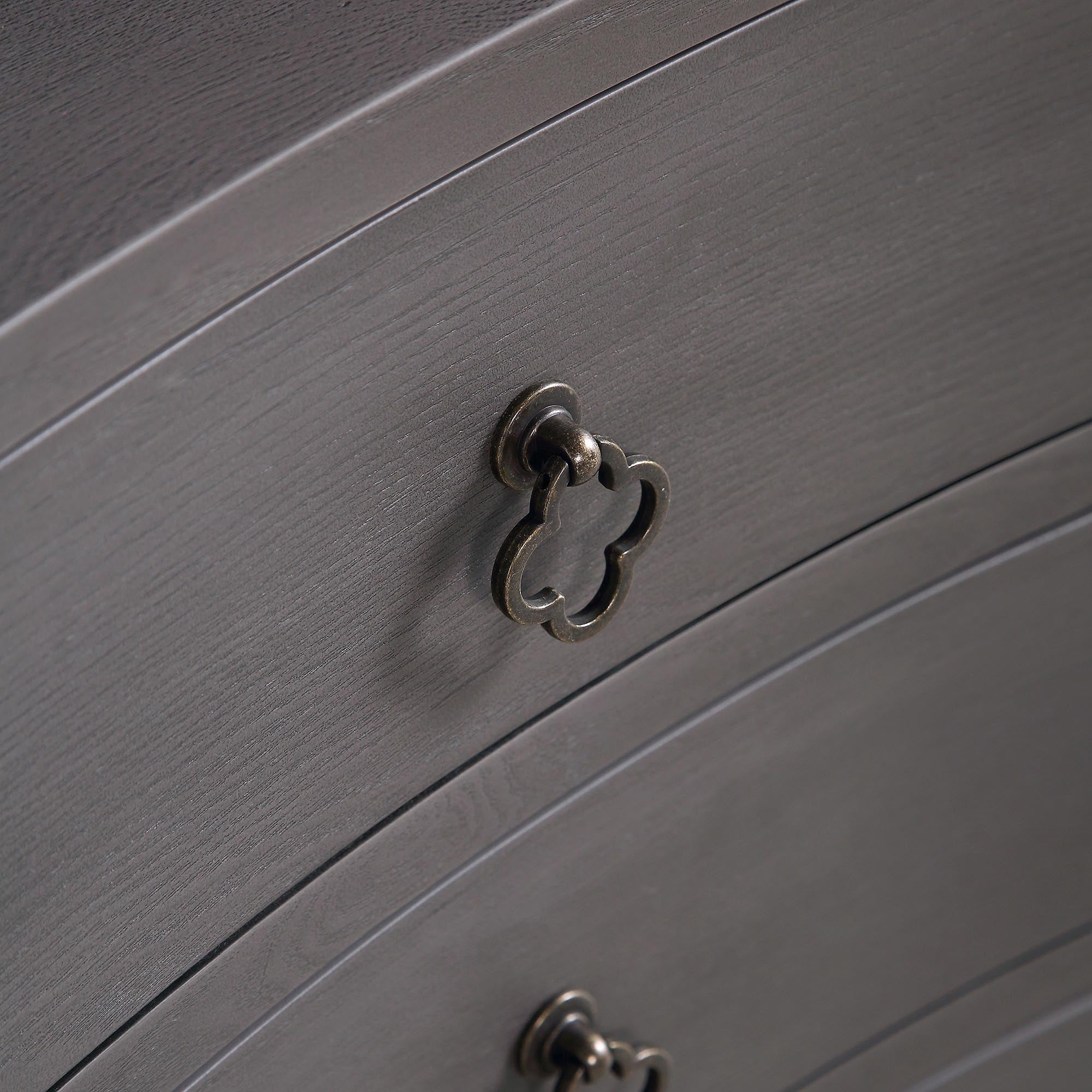 Thalia Concave 3 Drawer Bedside Table, Silver Oak