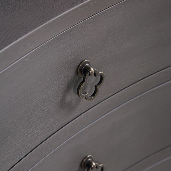 Thalia Concave 3 Drawer Bedside Table, Silver Oak