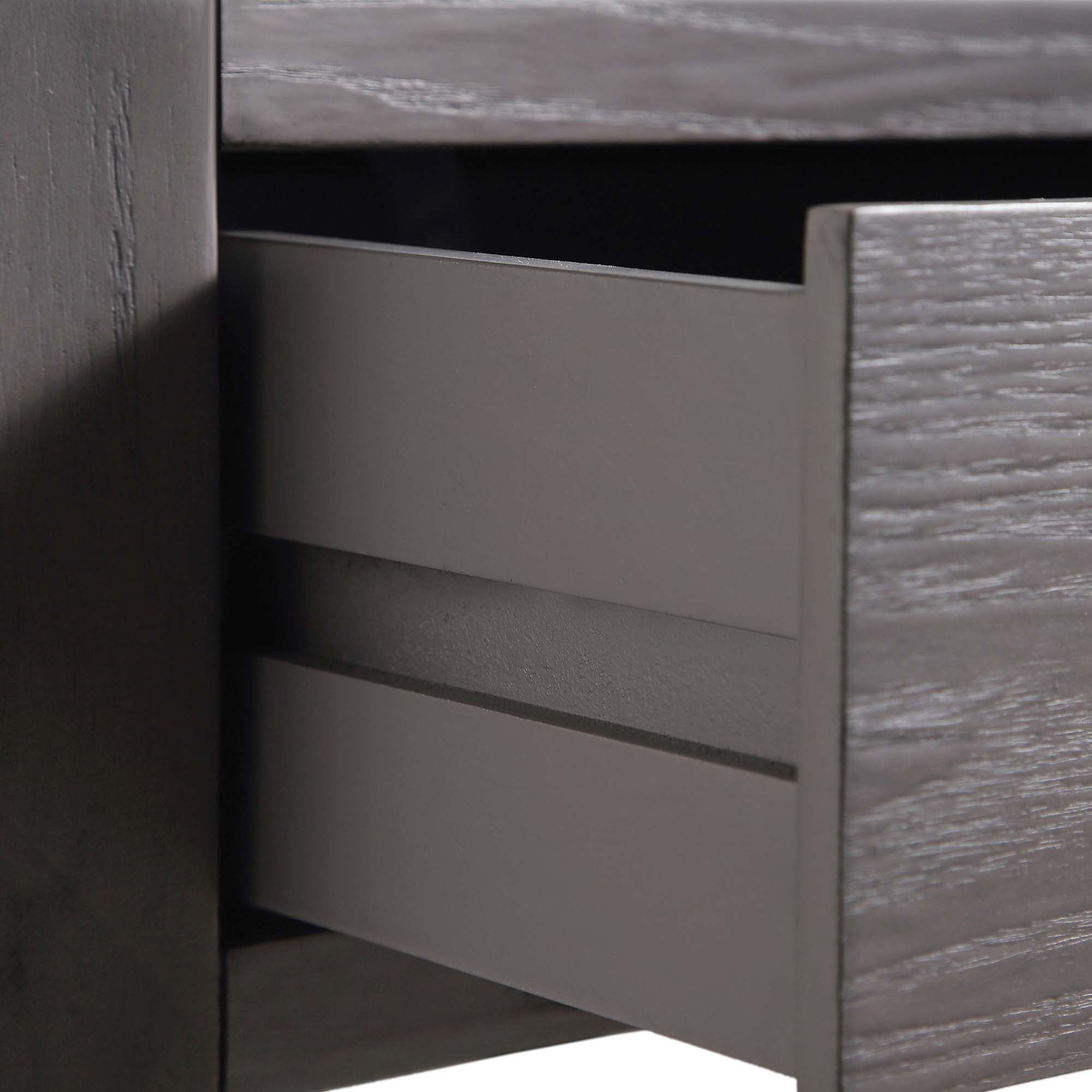Thalia Concave 3 Drawer Bedside Table, Silver Oak