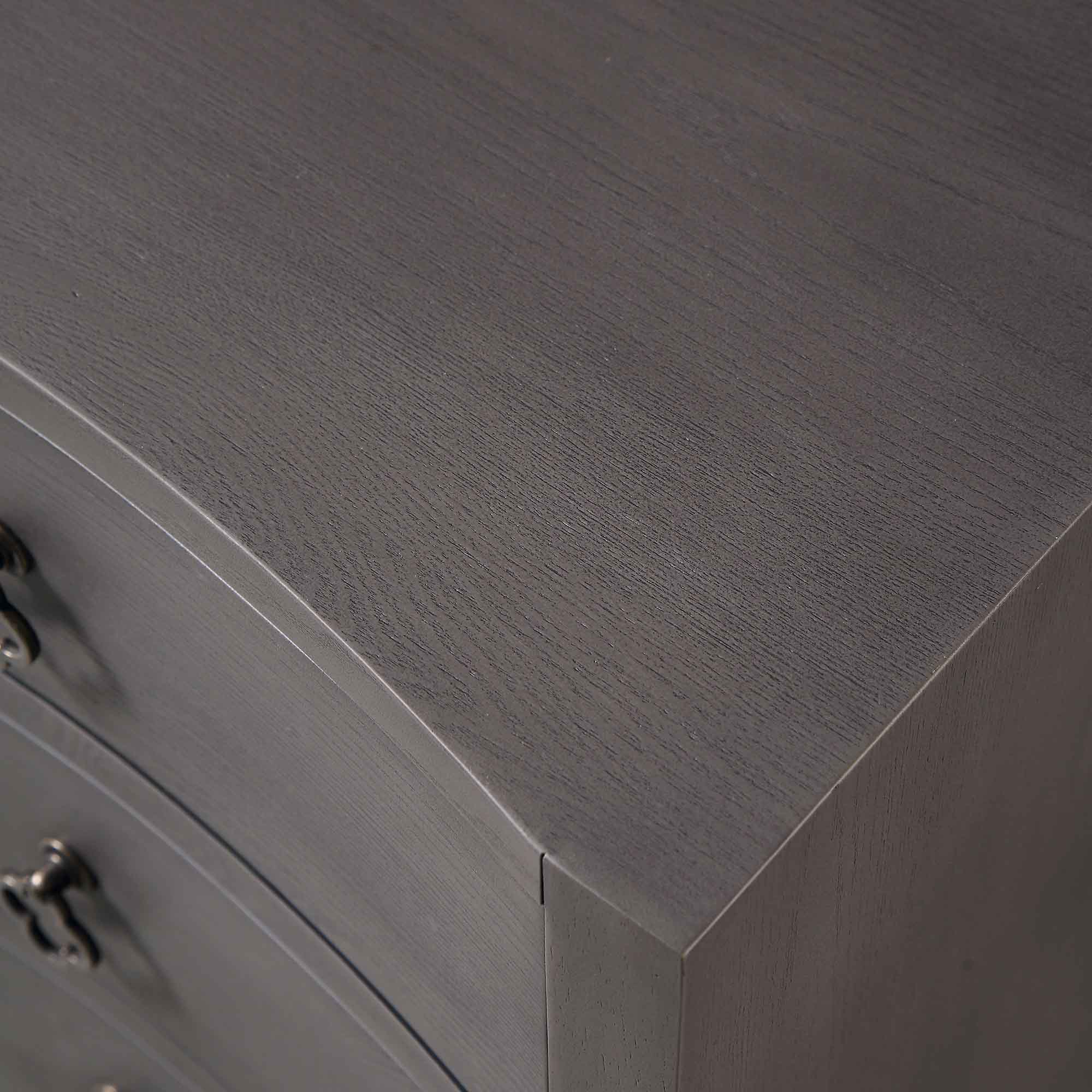 Thalia Concave 3 Drawer Bedside Table, Silver Oak