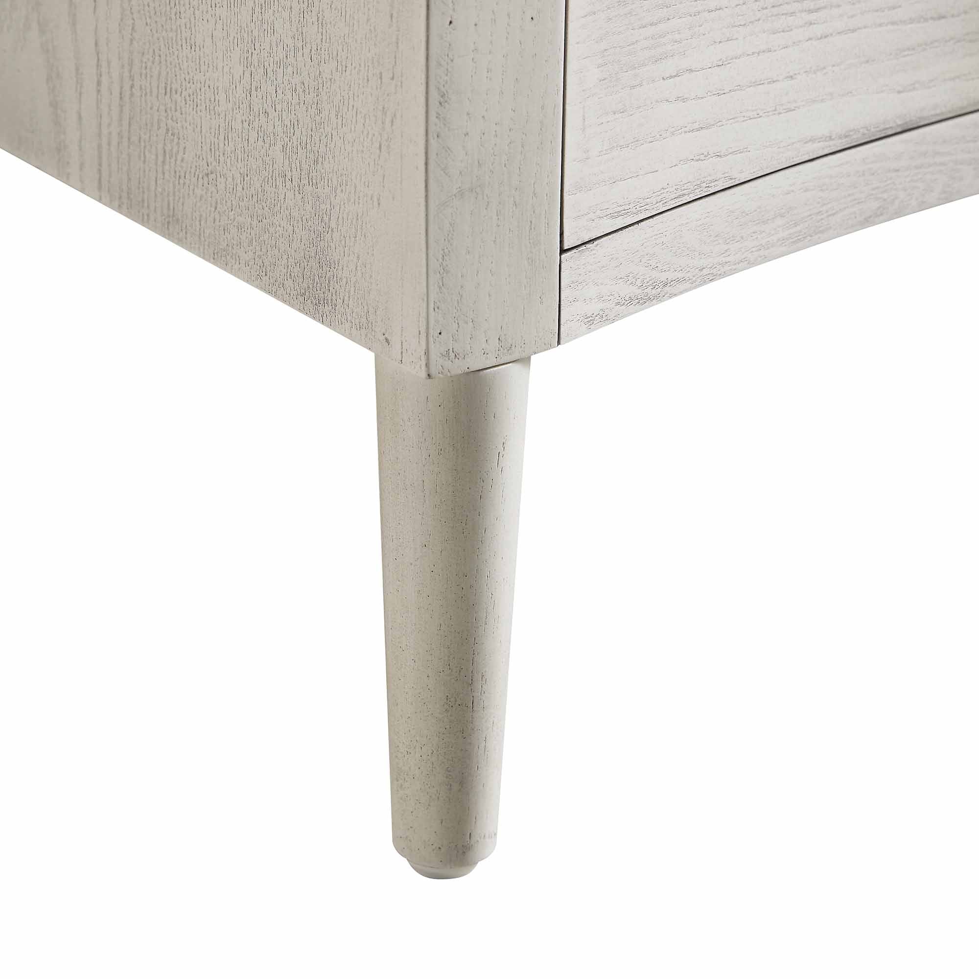 Thalia Concave 3 Drawer Bedside Table, Washed White