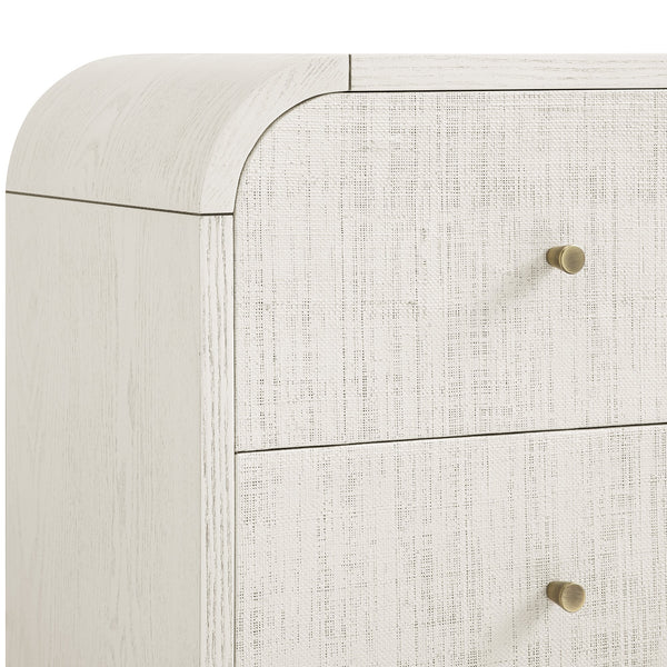 Maude 2 Drawer Bedside Table, Washed White Ash with Raffia