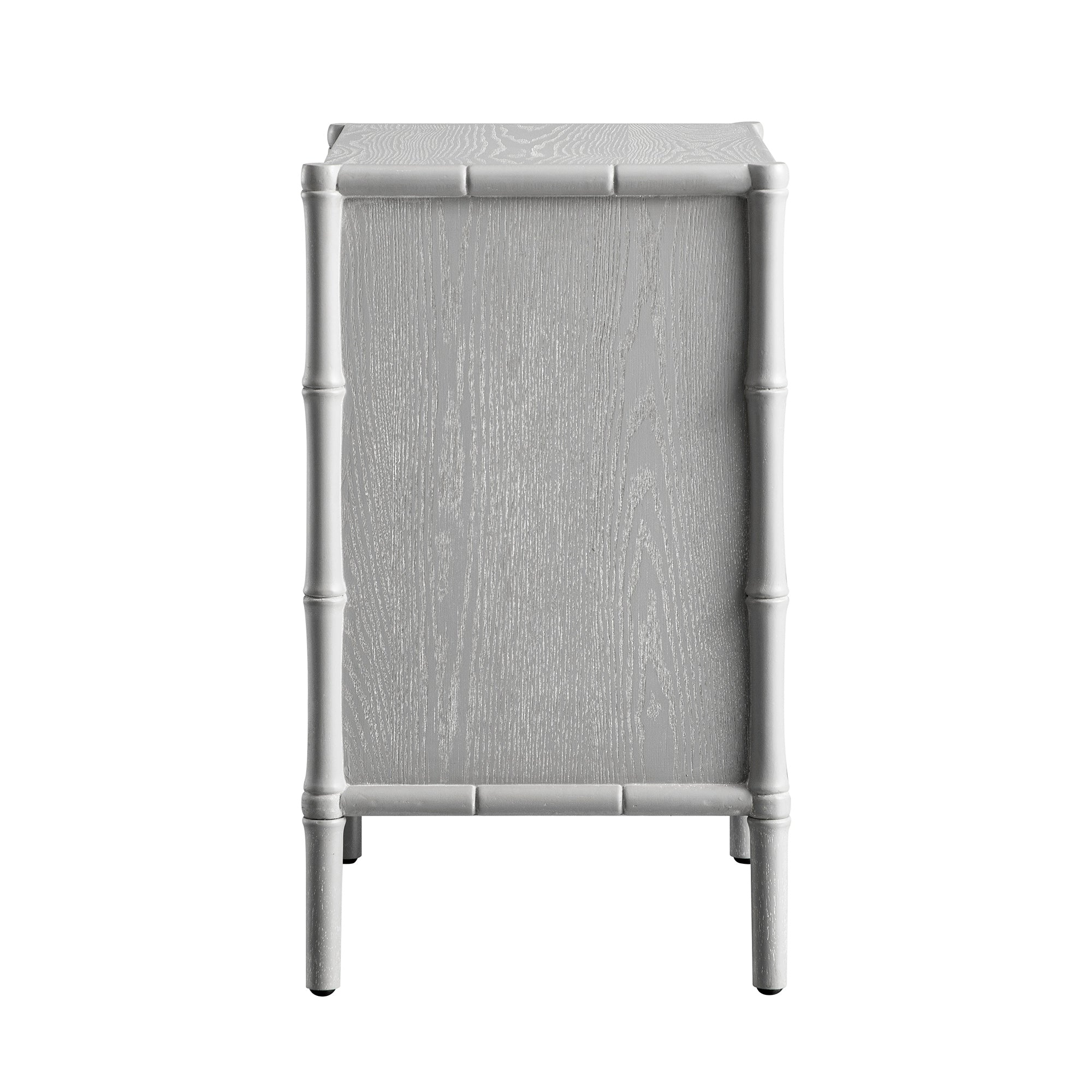 Elstowe Faux Bamboo 3-Drawer Bedside Table, Warm Grey