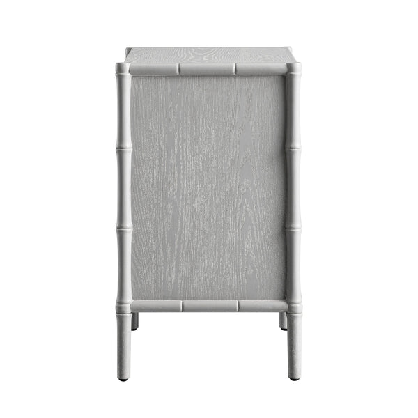 Elstowe Faux Bamboo 3-Drawer Bedside Table, Warm Grey