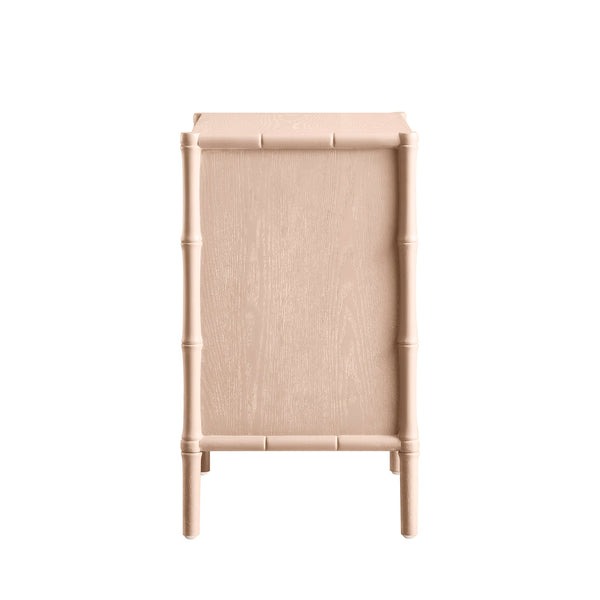 Elstowe Faux Bamboo 3-Drawer Bedside Table, Nude Pink