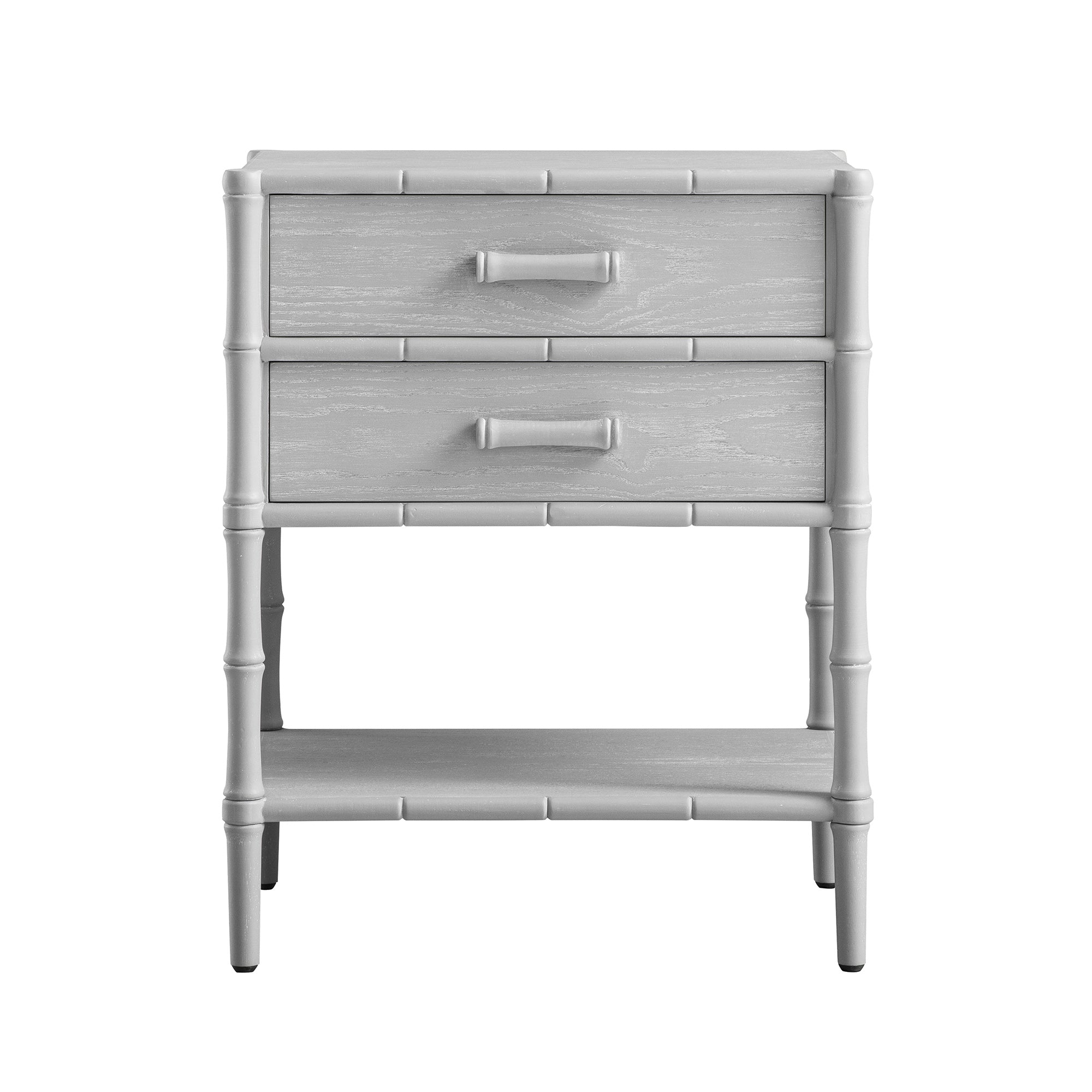 Elstowe Faux Bamboo 2-Drawer Bedside Table, Warm Grey