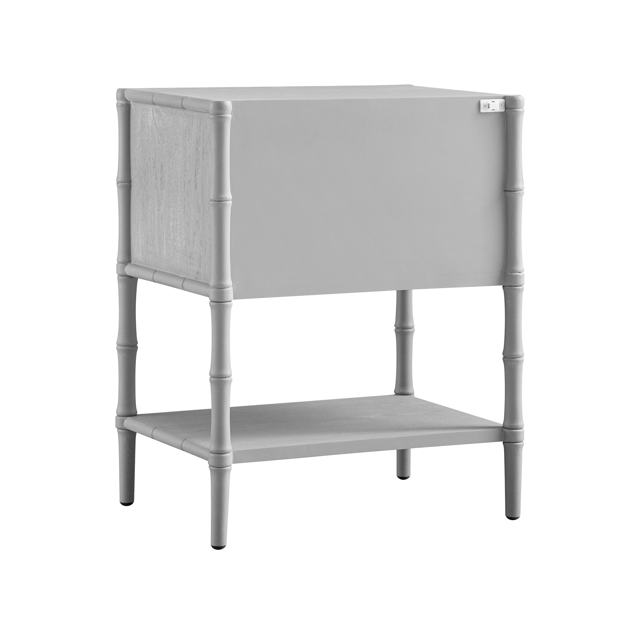 Elstowe Faux Bamboo 2-Drawer Bedside Table, Warm Grey