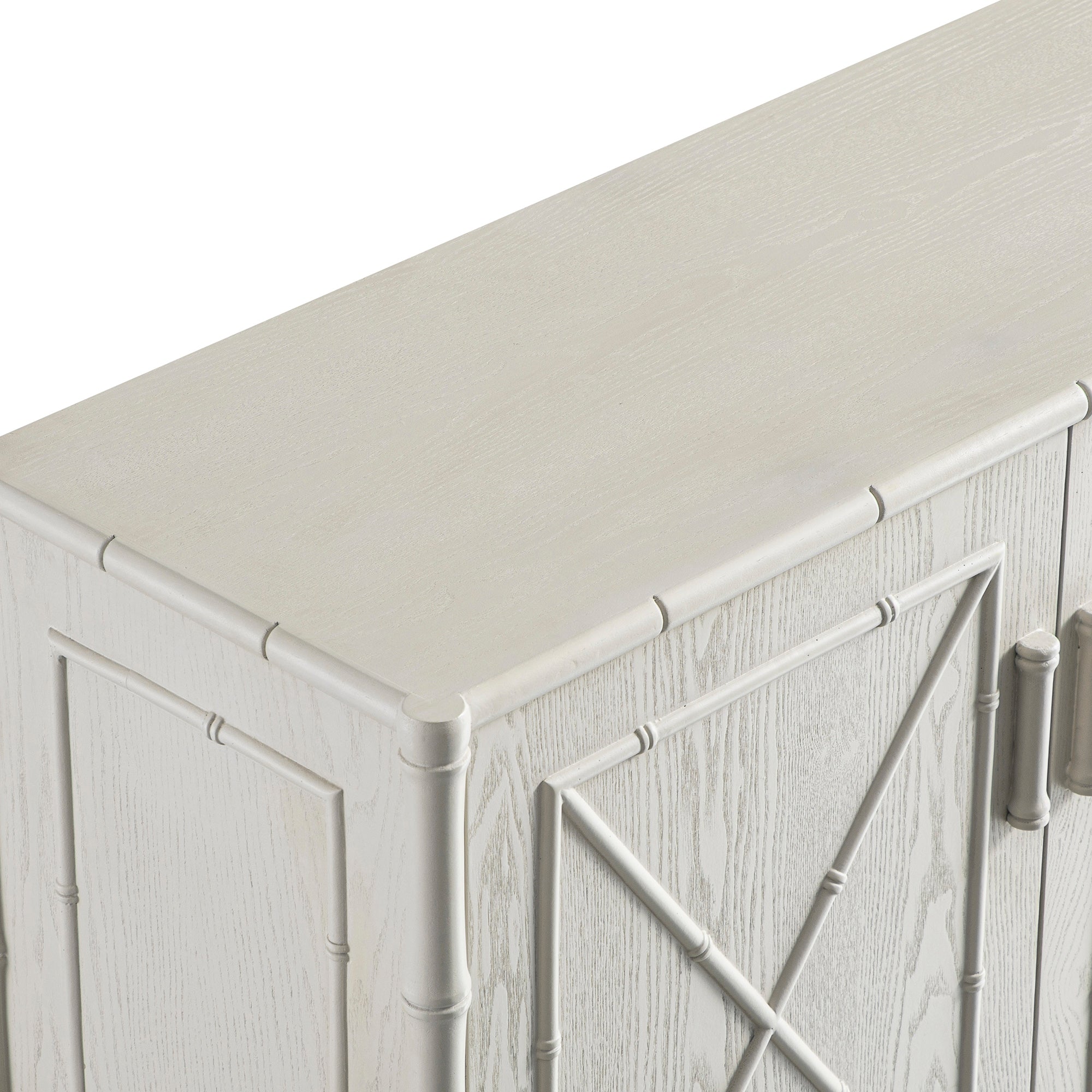 Elstowe Faux Bamboo Small Sideboard, Shaded White