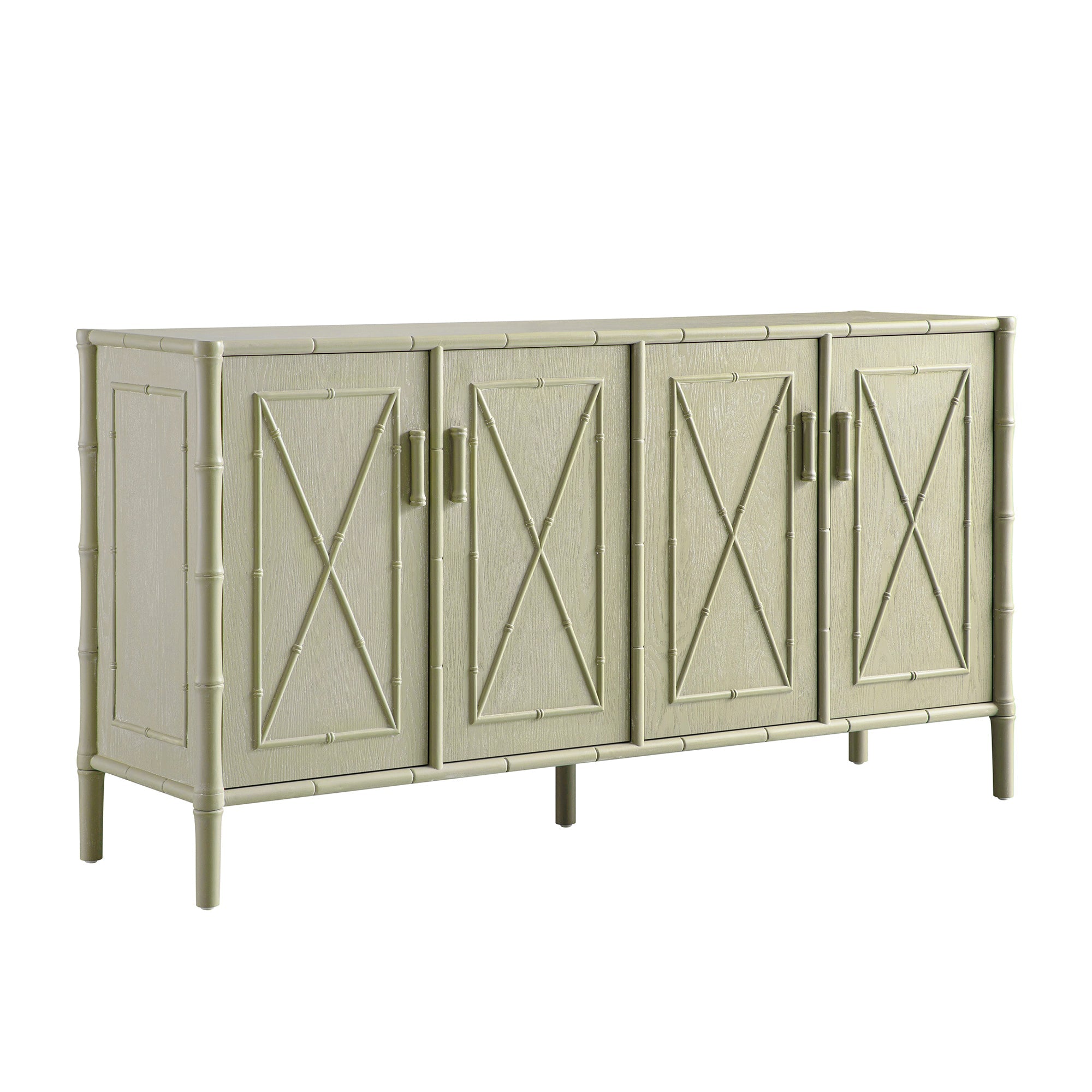 Elstowe Faux Bamboo Large Sideboard, Sage Green