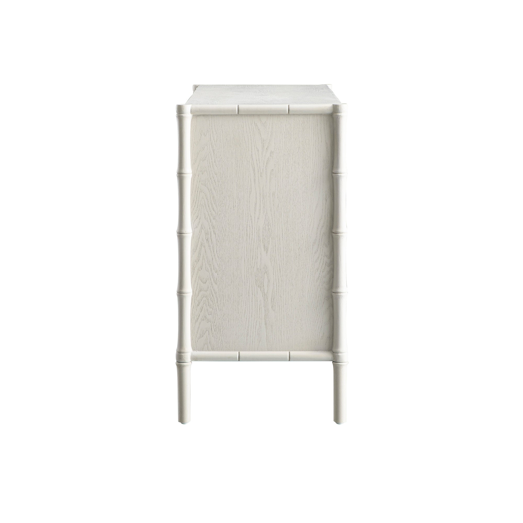 Elstowe Faux Bamboo 1-Door 3-Drawer Sideboard, Shaded White
