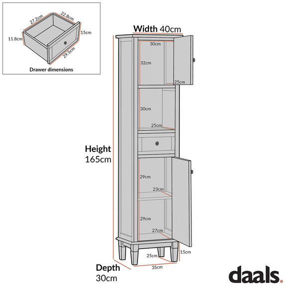 Chantilly Mid Grey Carved Bathroom Tallboy Cabinet