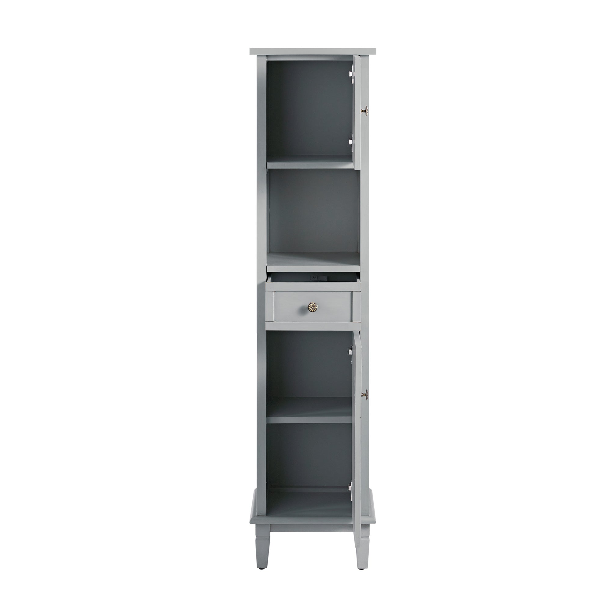 Chantilly Mid Grey Carved Bathroom Tallboy Cabinet