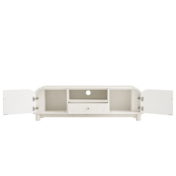 Maude TV Unit, Washed White Ash with Raffia