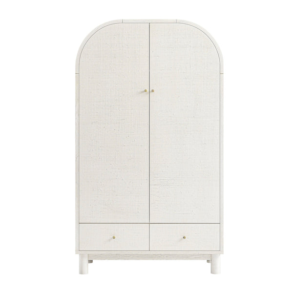 Maude Double Wardrobe, Washed White Ash with Raffia