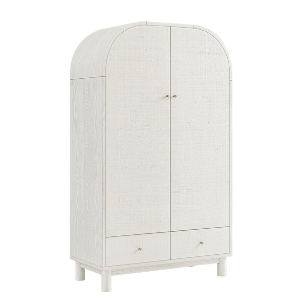 Maude Double Wardrobe, Washed White Ash with Raffia