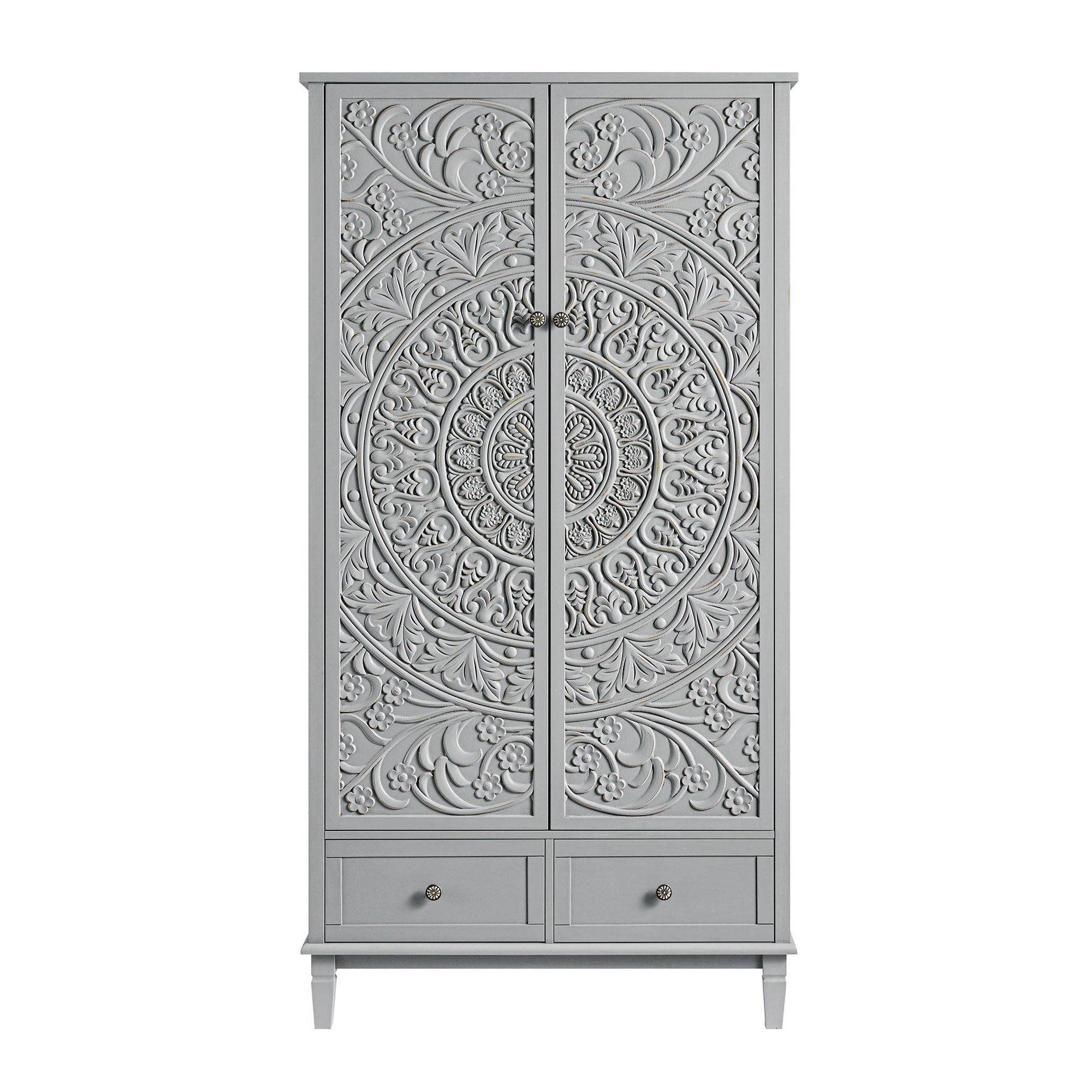 Chantilly Mid Grey Carved Double Wardrobe