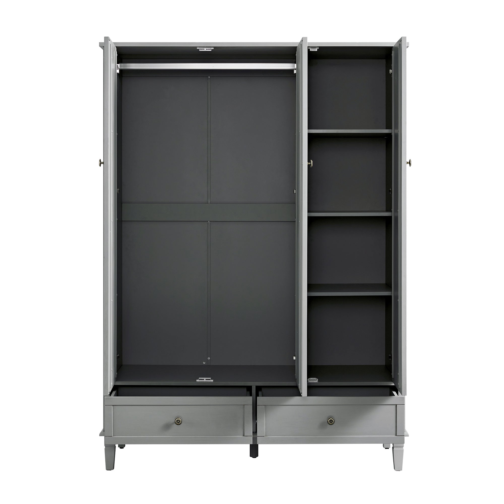 Chantilly Mid Grey Carved Triple Wardrobe