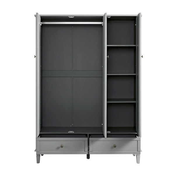 Chantilly Mid Grey Carved Triple Wardrobe