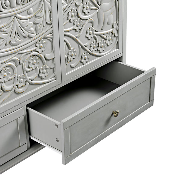 Chantilly Mid Grey Carved Triple Wardrobe