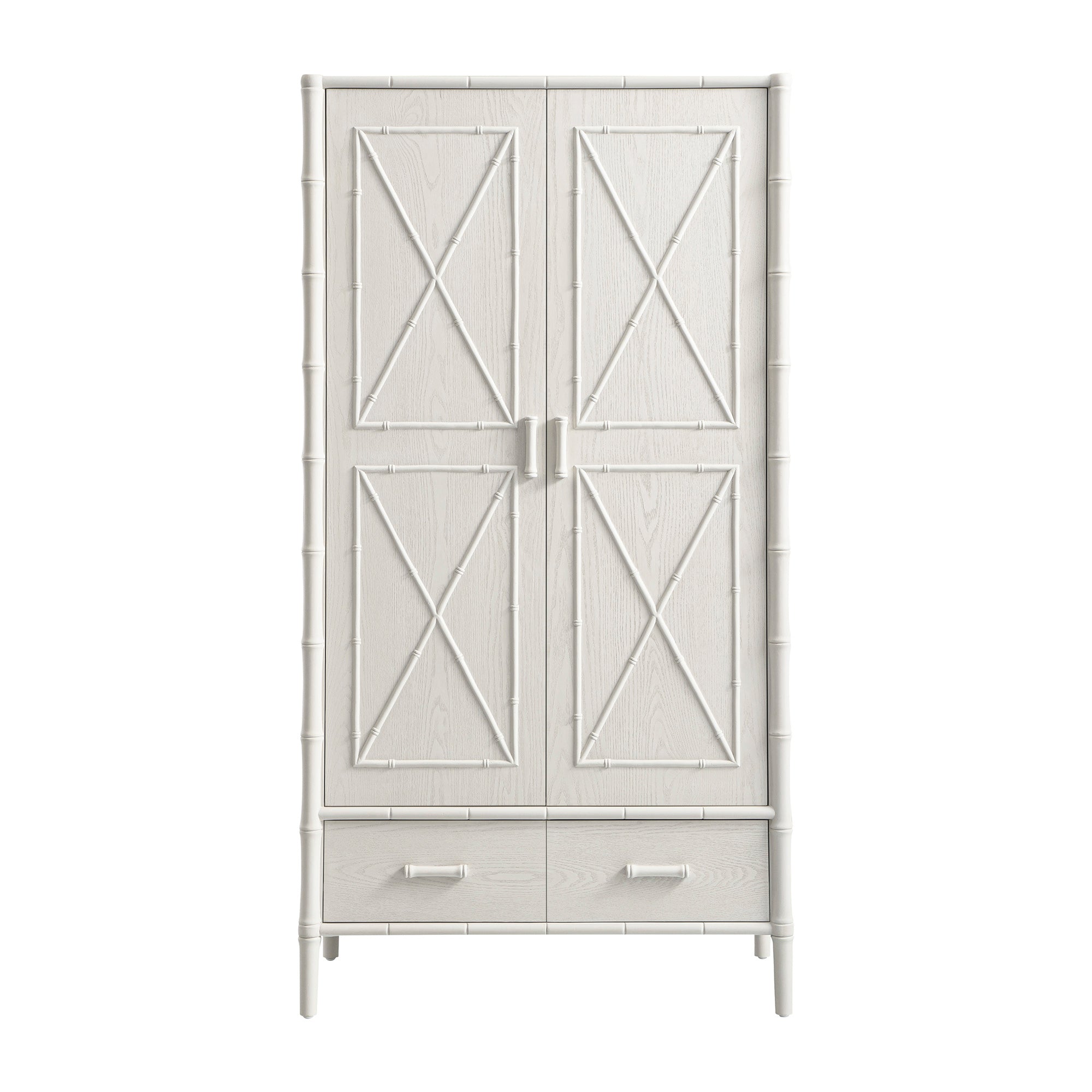 Elstowe Faux Bamboo Double Wardrobe, Shaded White
