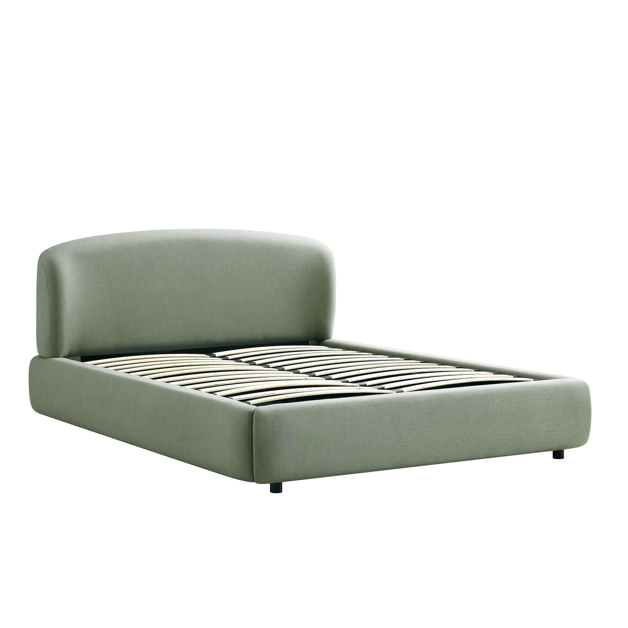 Constance Winged Headboard Ottoman Storage Bed, Olive Linen