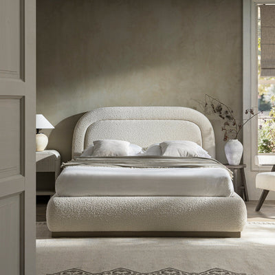 Luella Upholstered Wooden Plinth Base Storage Bed, Ecru Boucle