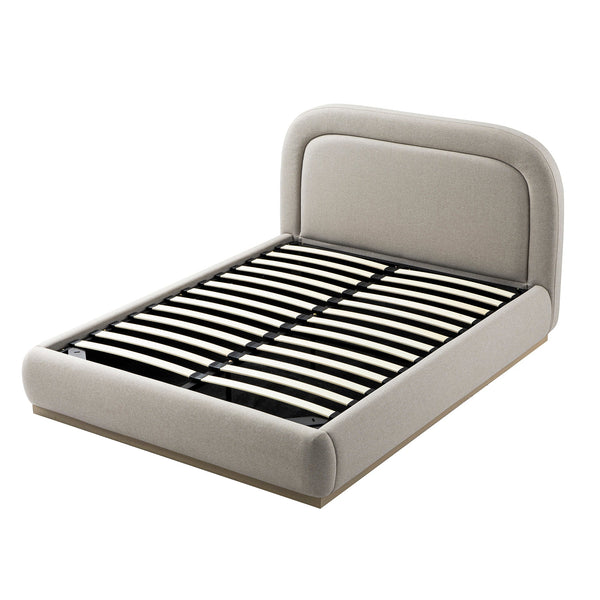 Luella Upholstered Wooden Plinth Base Storage Bed, Sand Fabric