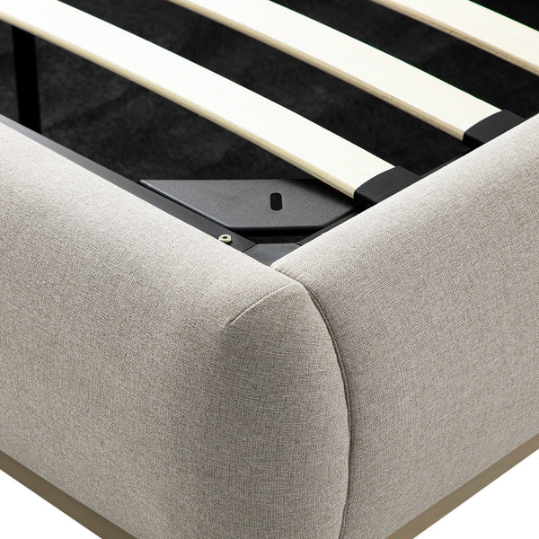Luella Upholstered Wooden Plinth Base Storage Bed, Sand Fabric
