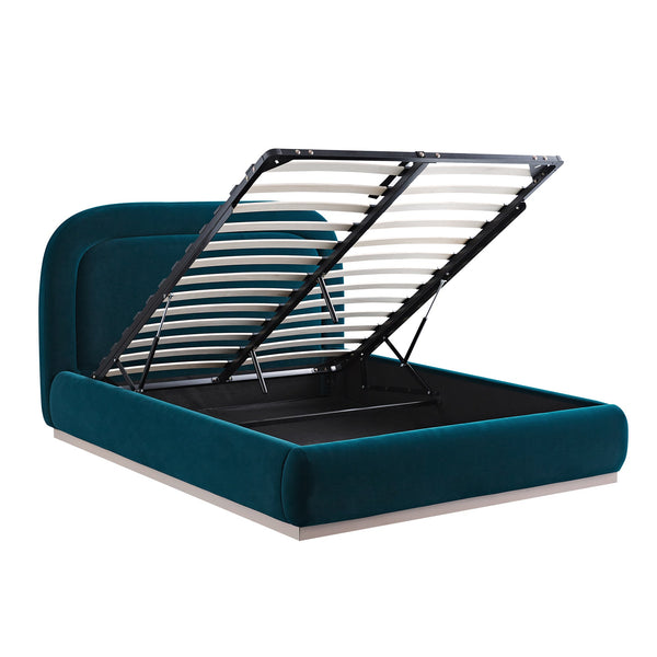 Luella Upholstered Wooden Plinth Base Storage Bed, Teal Velvet