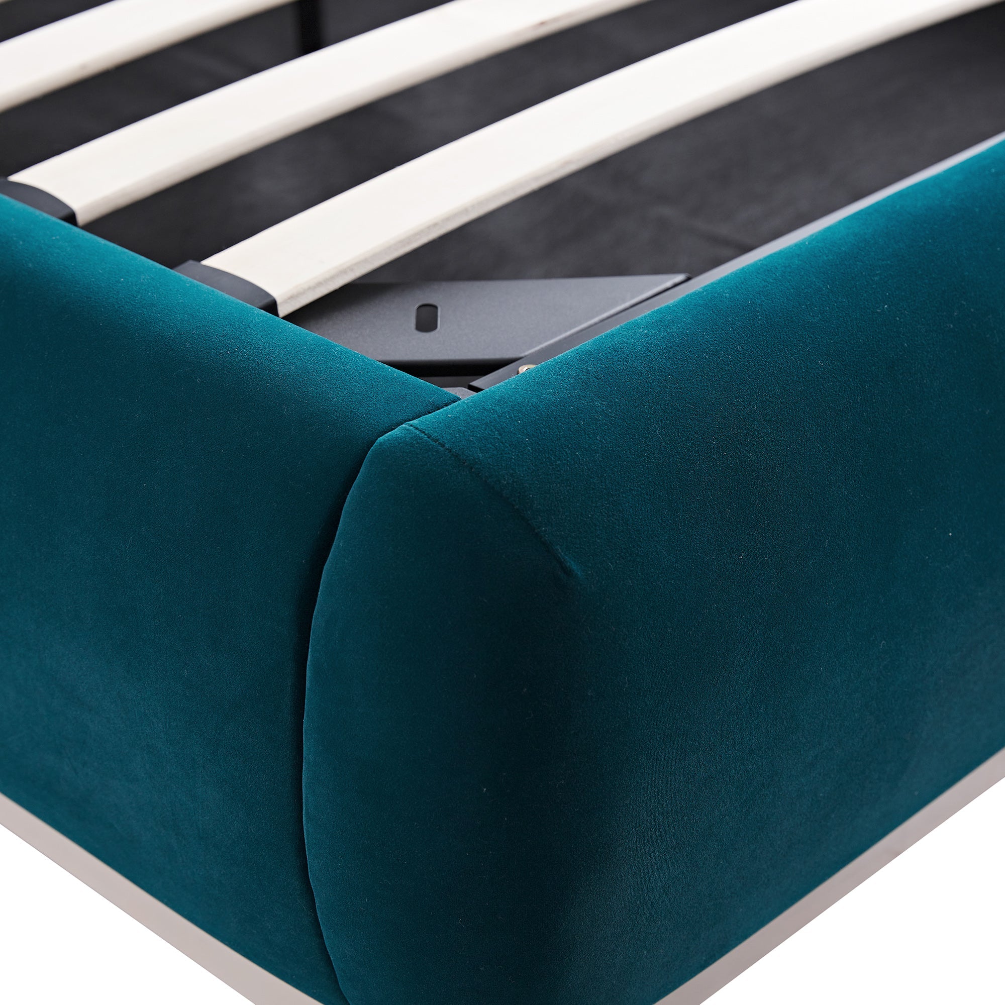 Luella Upholstered Wooden Plinth Base Storage Bed, Teal Velvet
