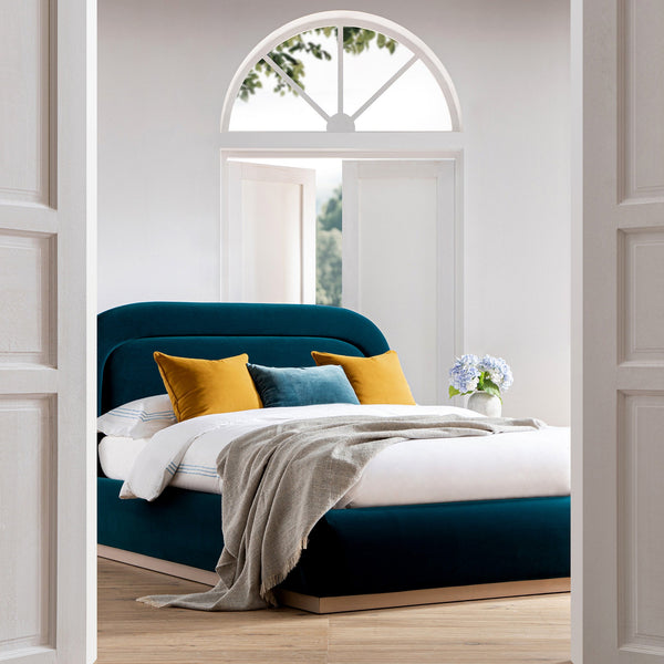 Luella Upholstered Wooden Plinth Base Storage Bed, Teal Velvet