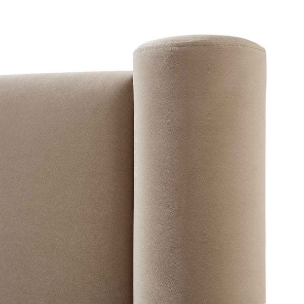 Galerie Taupe Velvet Pillar Upholstered Bed