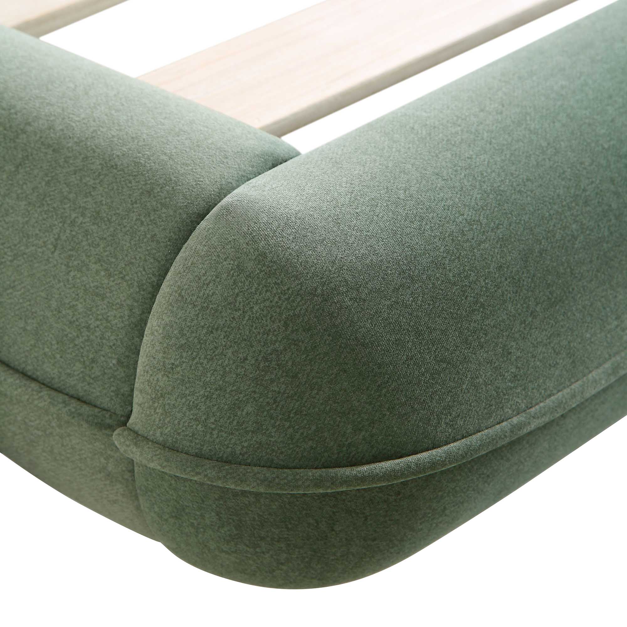 Elystan Oval Headboard Upholstered Bed, Olive Green Fabric