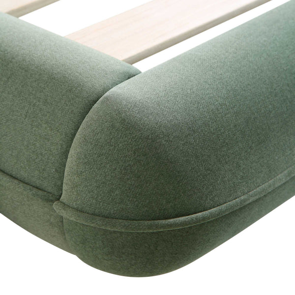 Elystan Oval Headboard Upholstered Bed, Olive Green Fabric