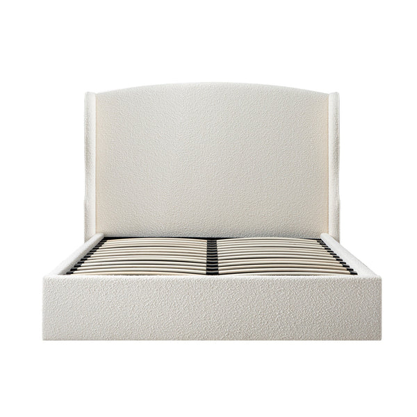 Kimberly Winged Upholstered Storage Bed, Ecru Boucle