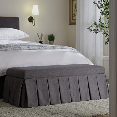 Egerton Box-Pleat Storage Bench, Charcoal Brushed Fabric