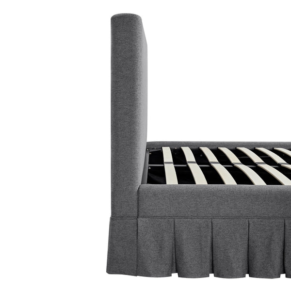 Egerton Box-Pleat Ottoman Storage Bed, Charcoal Brushed Fabric