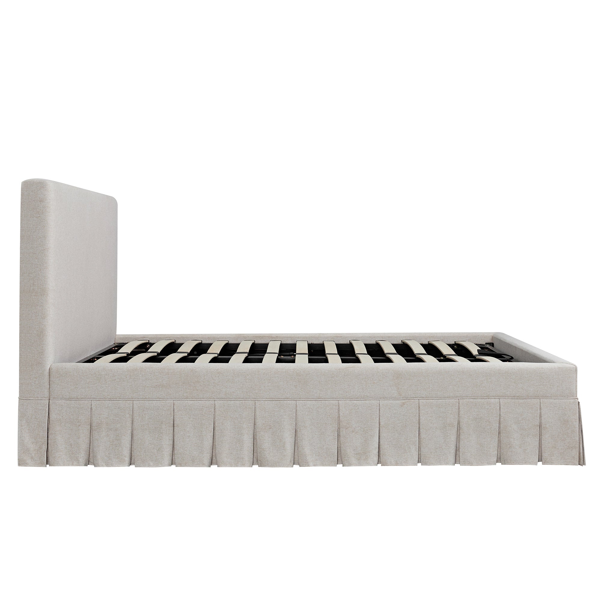 Egerton Box-Pleat Ottoman Storage Bed, Oatmeal Brushed Fabric