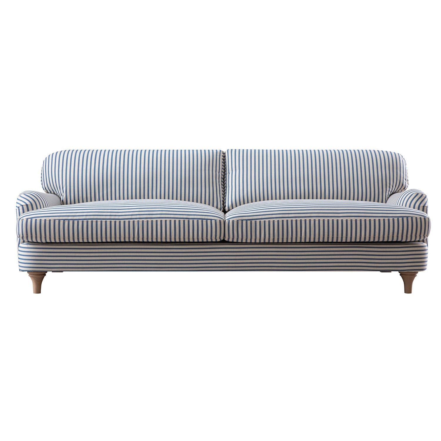 Daphnis Blue Striped Linen Blend Sofa, 3-Seater