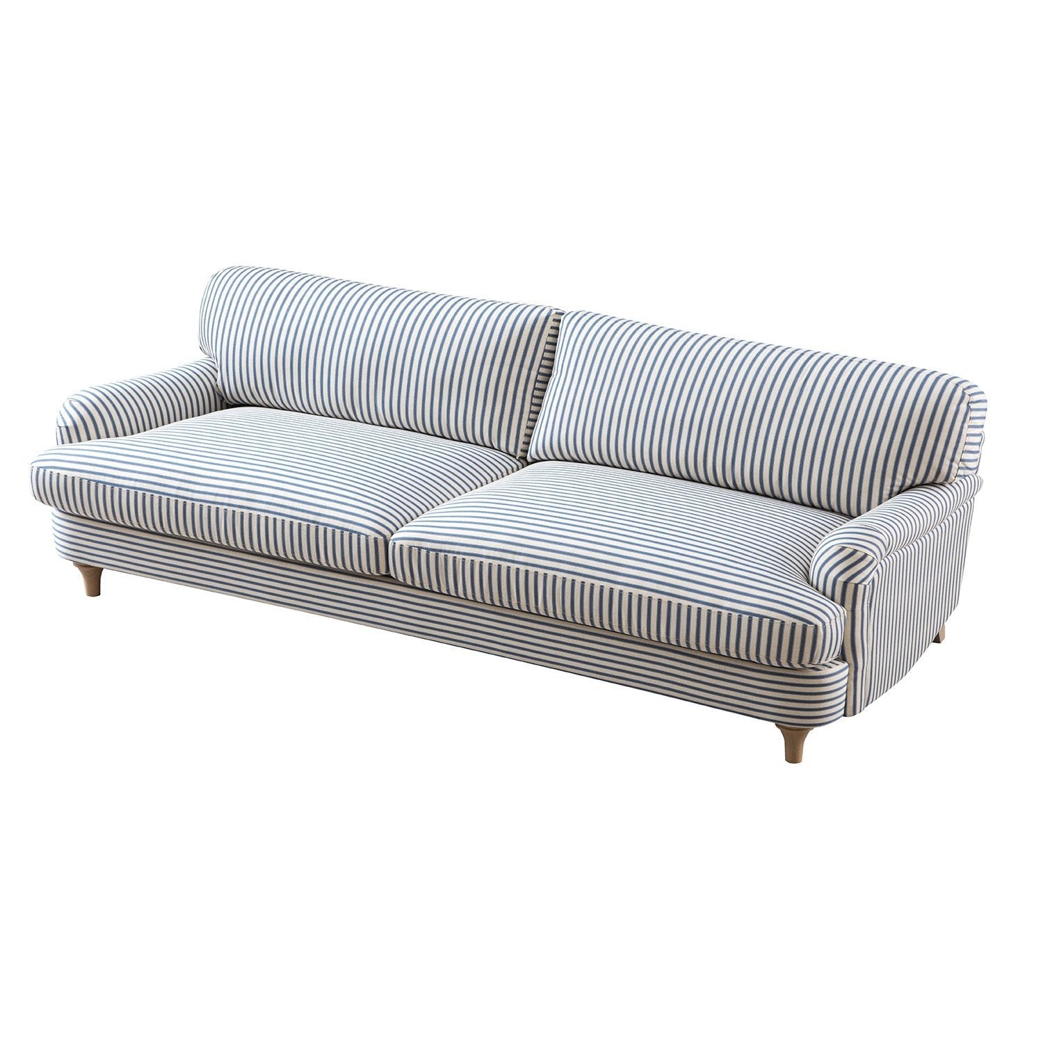 Daphnis Blue Striped Linen Blend Sofa, 3-Seater