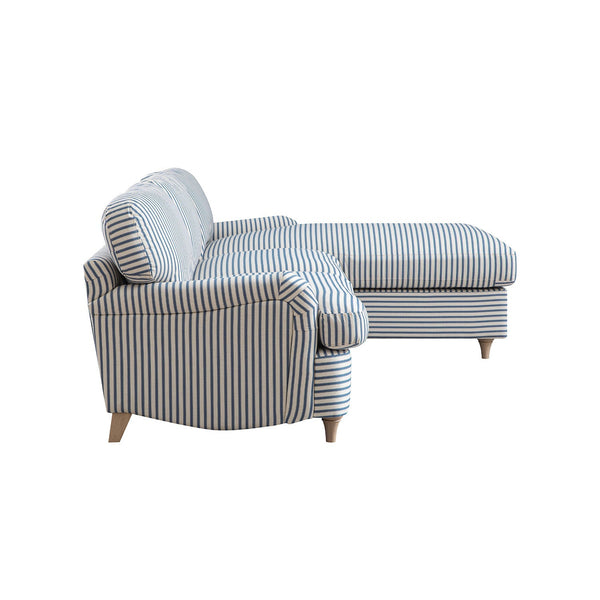 Daphnis Blue Striped Linen Blend Sofa Bed, Grande Chaise Right Hand Facing - daals - staging