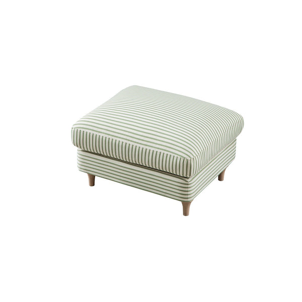 Daphnis Green Striped Linen Blend Footstool - daals - staging