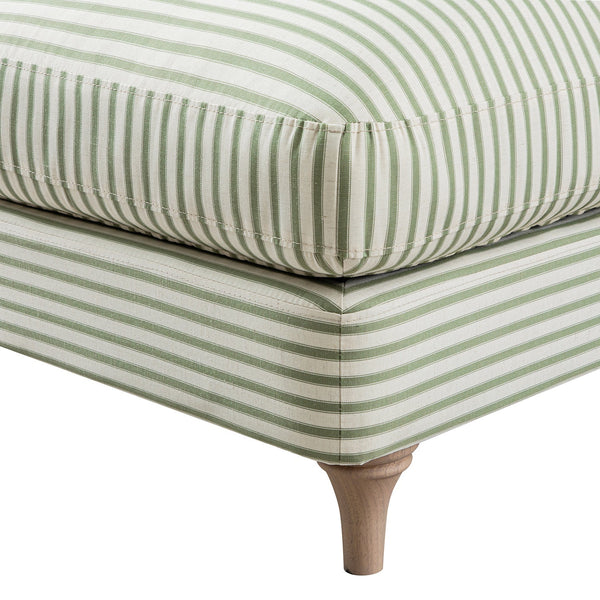 Daphnis Green Striped Linen Blend Footstool - daals - staging